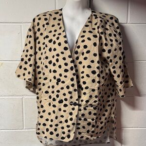Chic Polka Dot Blazer in Tan and Black